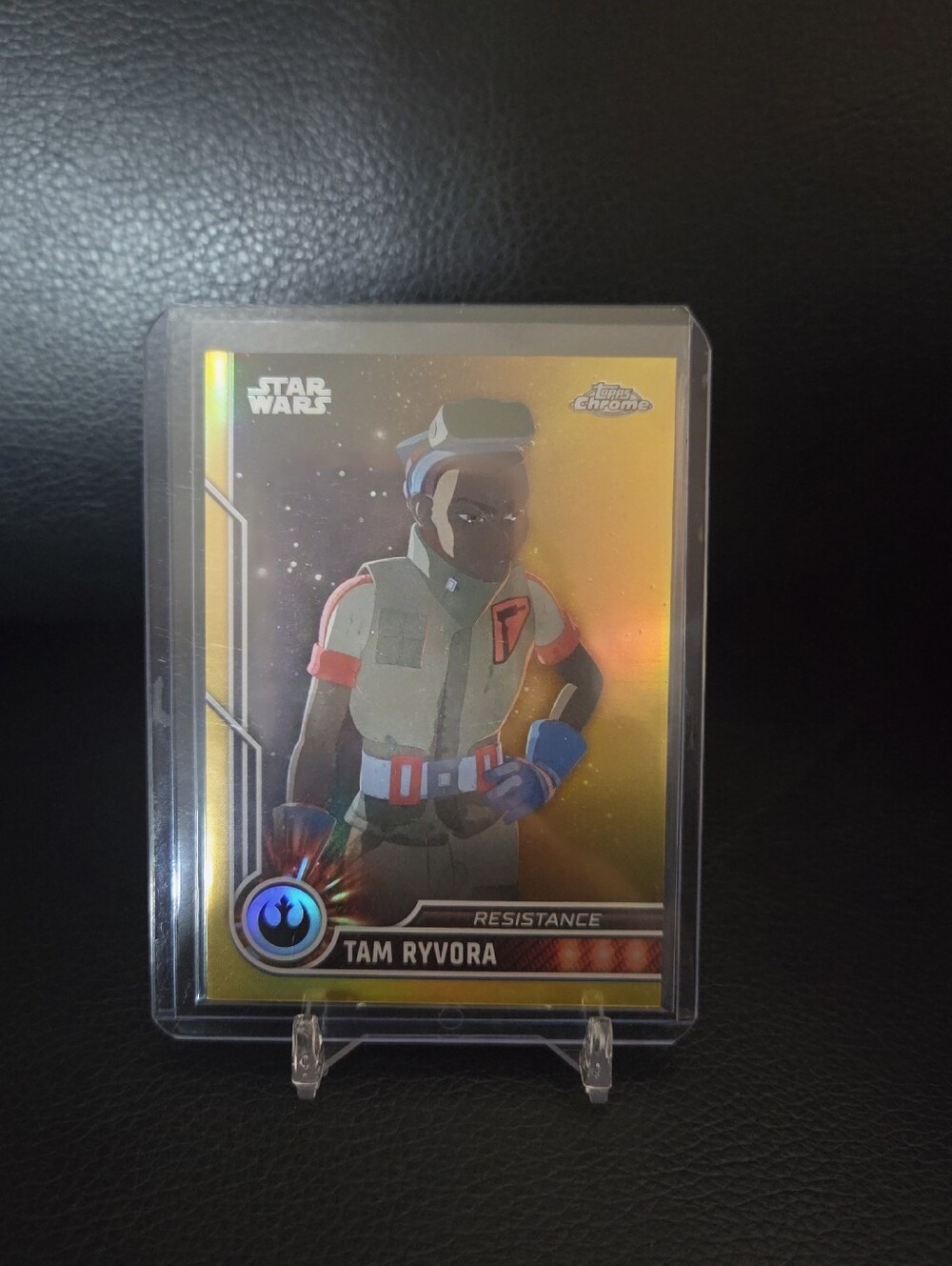2023 Topps Star Wars Topps Chrome Tam Ryvora Gold Parallel Refractor #11/50